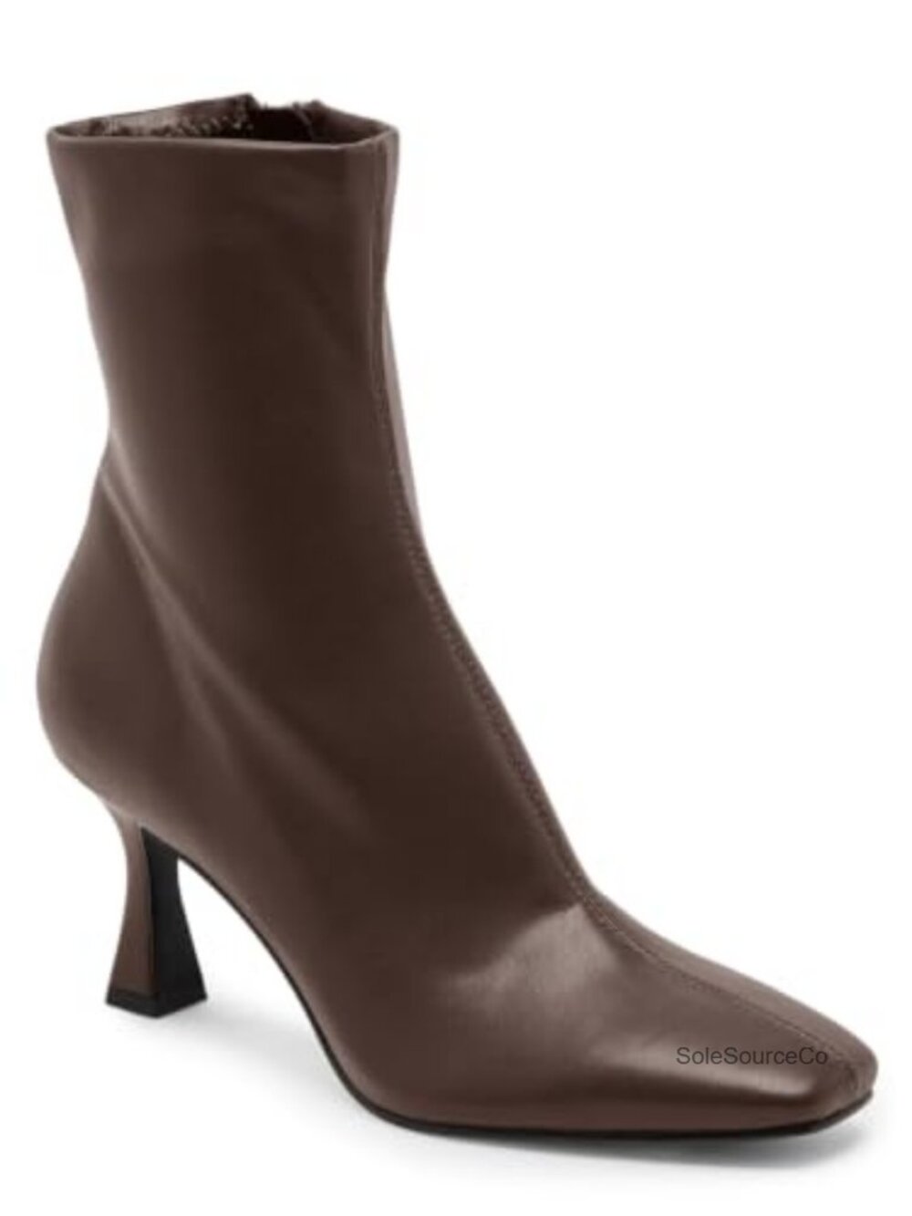 Kitten Heel Ankle Boots Square Toe Side Zipper Dressy Booties Faux Leather